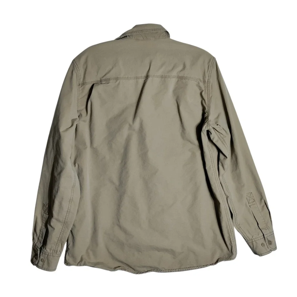 LL Bean Mens Tan Ripstop Flannel Lined Shirt Jacket Large Tall 300218 Khaki